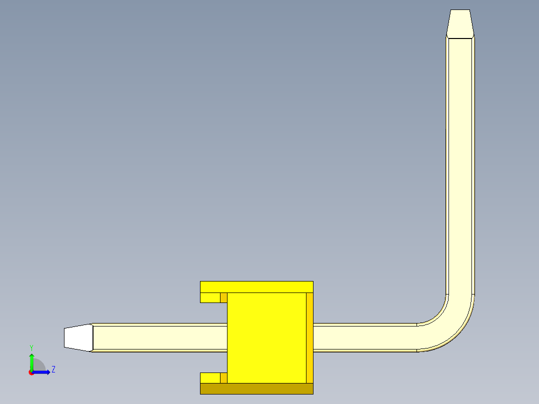 彩色公排针 100mil 2.54mm 系列-DS1022_yellow_03p_100mil_TypeU_rev1.0左视图