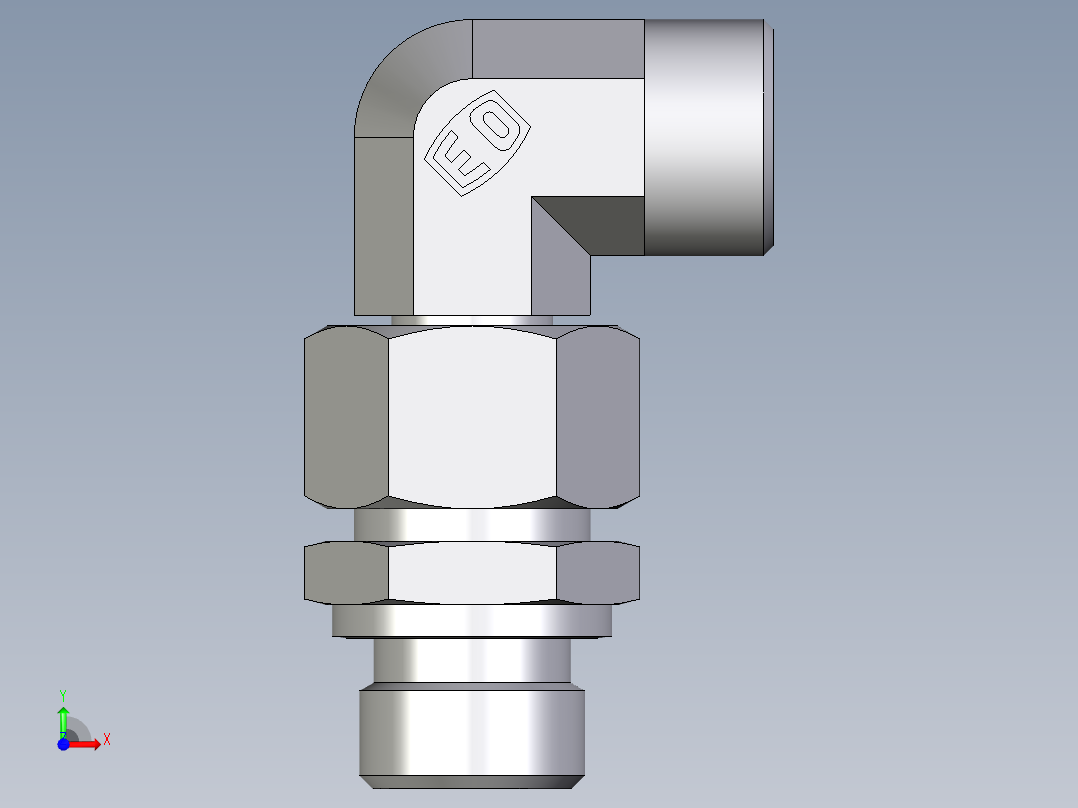 卡套式工业通用硬管接头EO_Assembled_adjustable_standpipe_elbow_EVW15LROMD71前视图