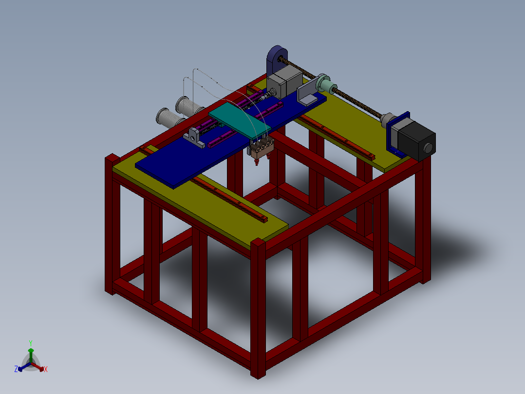 FDM双喷头打印机三维正等轴测图