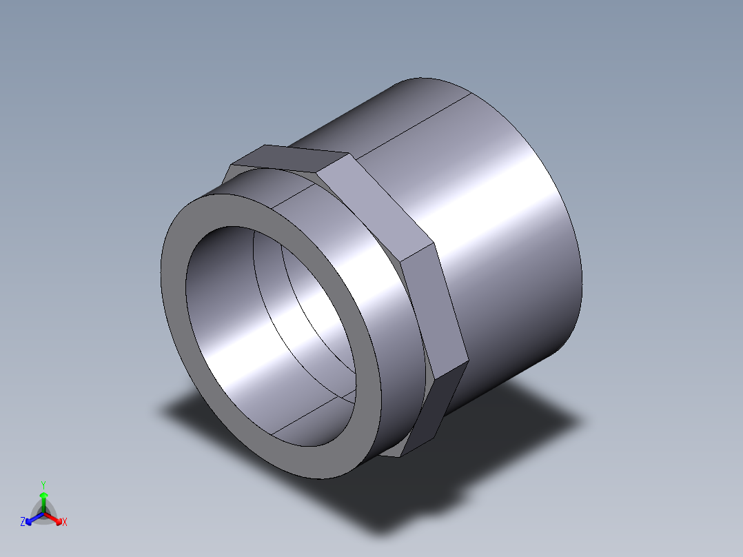 8DIFV(B) 用溶剂焊接插座DF双适配器，溶剂焊接插口DM和BSP螺纹母端R正等轴测图