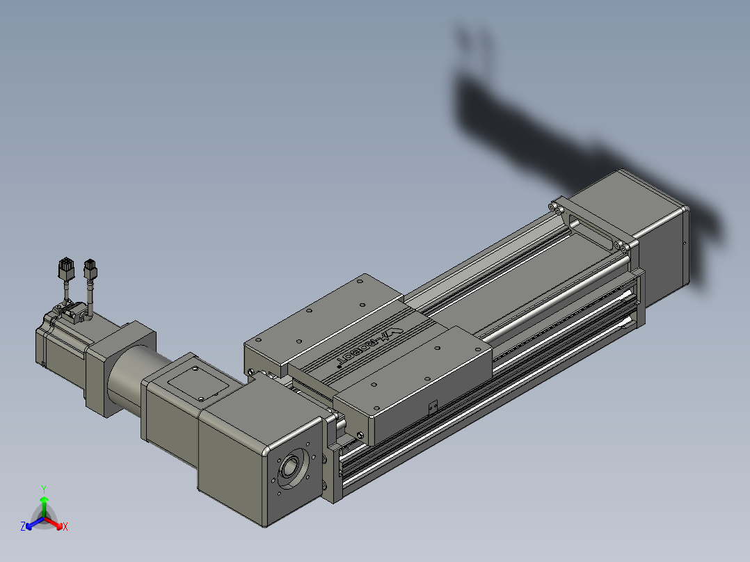 威洛博直线电机模组EB16-L208-S250-R-ZP75-MS3-5K正等轴测图