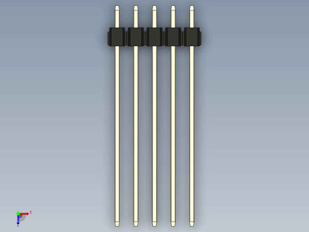 彩色公头100mil（2.54mm）系列-DS1021_black_1x05p_100mil_Type43_rev1.0俯视图