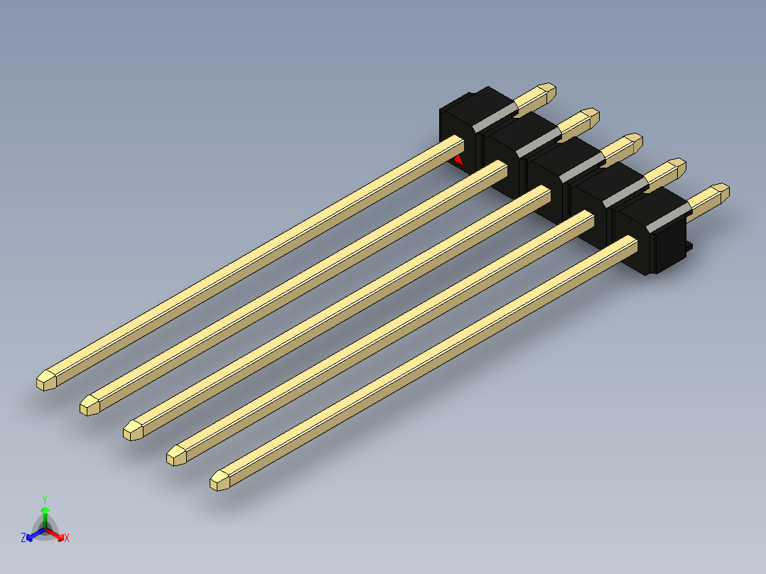 彩色公头100mil（2.54mm）系列-DS1021_black_1x05p_100mil_Type43_rev1.0正等轴测图