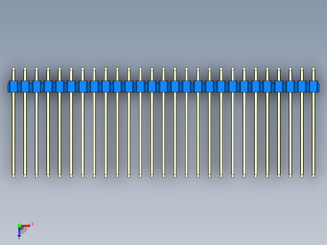 彩色公头100mil（2.54mm）系列-DS1021_blue_2x27p_100mil_Type19_rev1.0俯视图