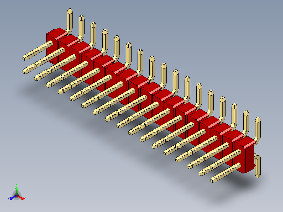 彩色公排针 100mil 2.54mm 系列-DS1022_red_34p_100mil_TypeSMT_rev1.0