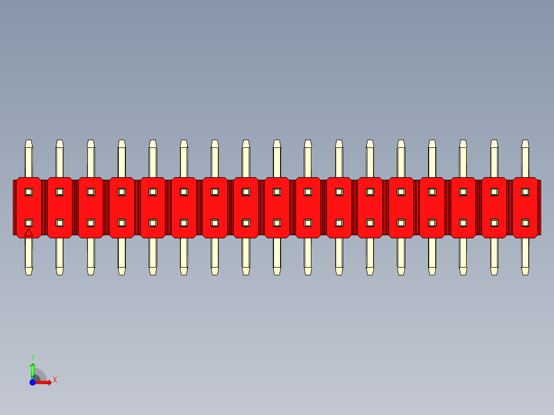 彩色公排针 100mil 2.54mm 系列-DS1022_red_34p_100mil_TypeSMT_rev1.0前视图