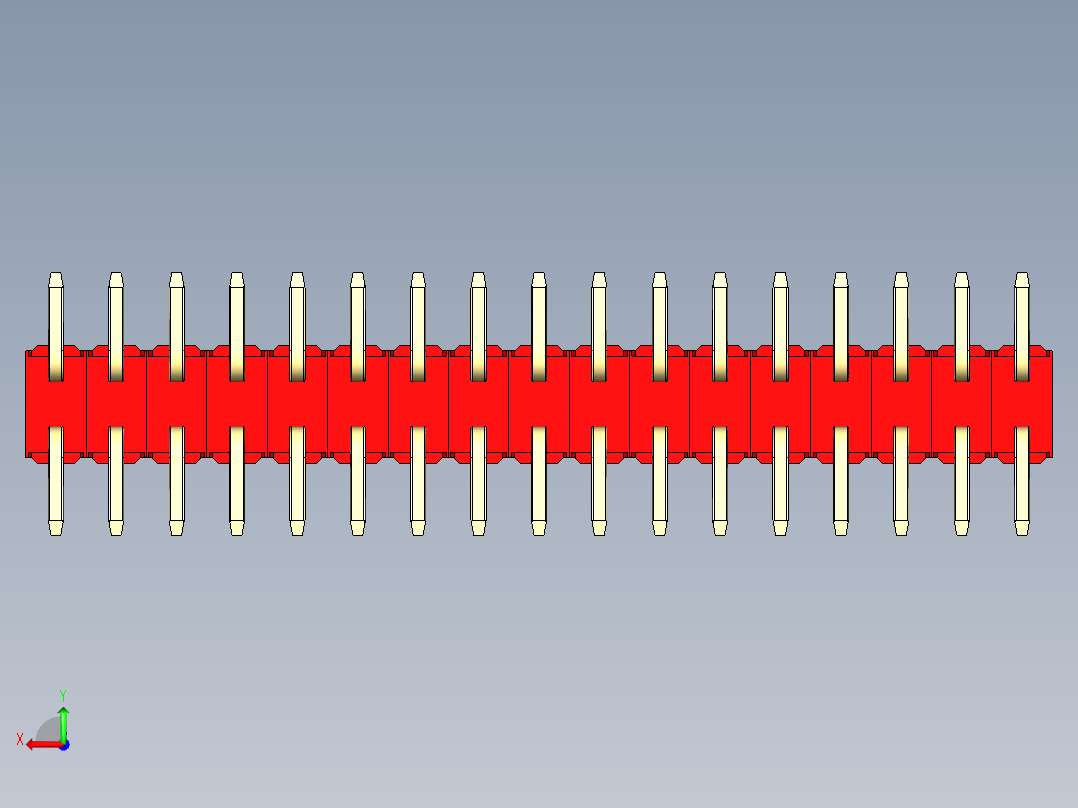彩色公排针 100mil 2.54mm 系列-DS1022_red_34p_100mil_TypeSMT_rev1.0后视图