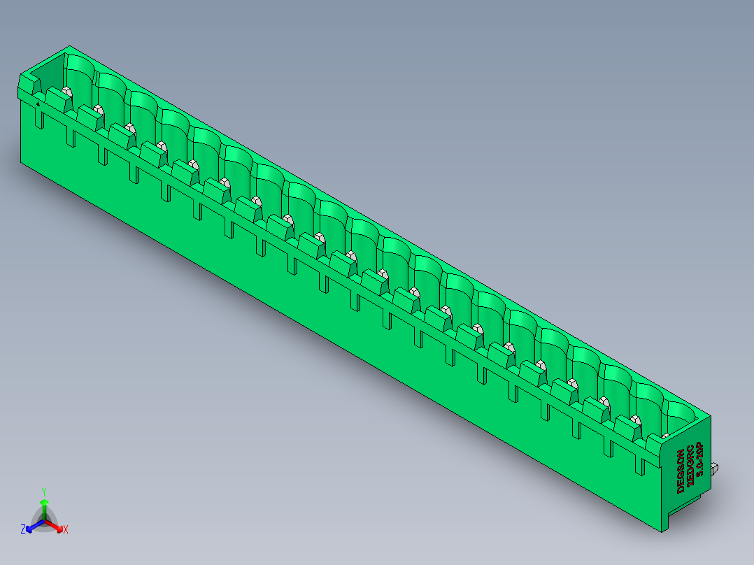 DEGSON 2EDG 系列 5.0mm 可插拔接线端子组-2EDGRC-5.0-20P-14-00AH正等轴测图