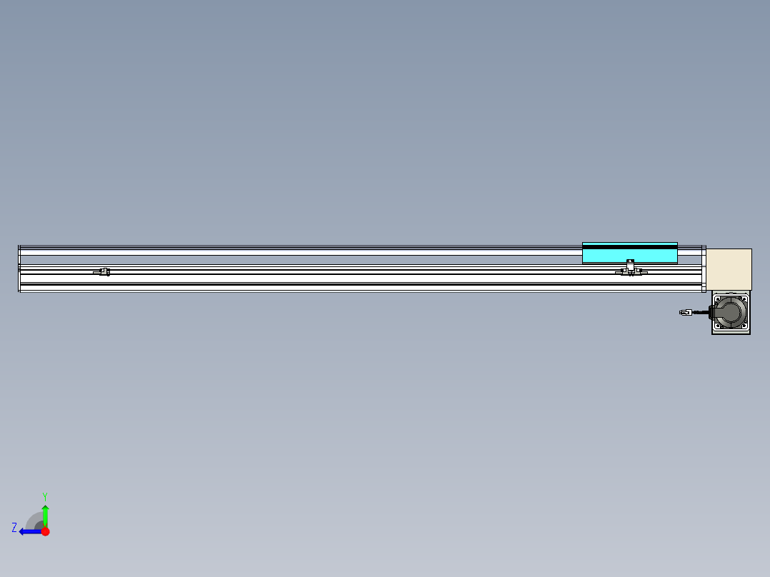 同步带滑台-半封闭B22H-L100-C-S1250-LD-P75-D3-N5右视图