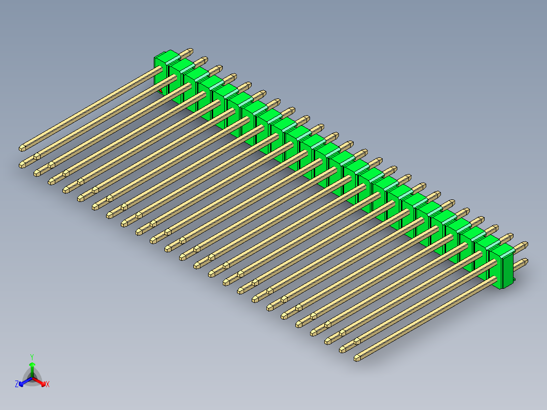 彩色公头100mil（2.54mm）系列-DS1021_green_2x24p_100mil_Type43_rev1.0正等轴测图