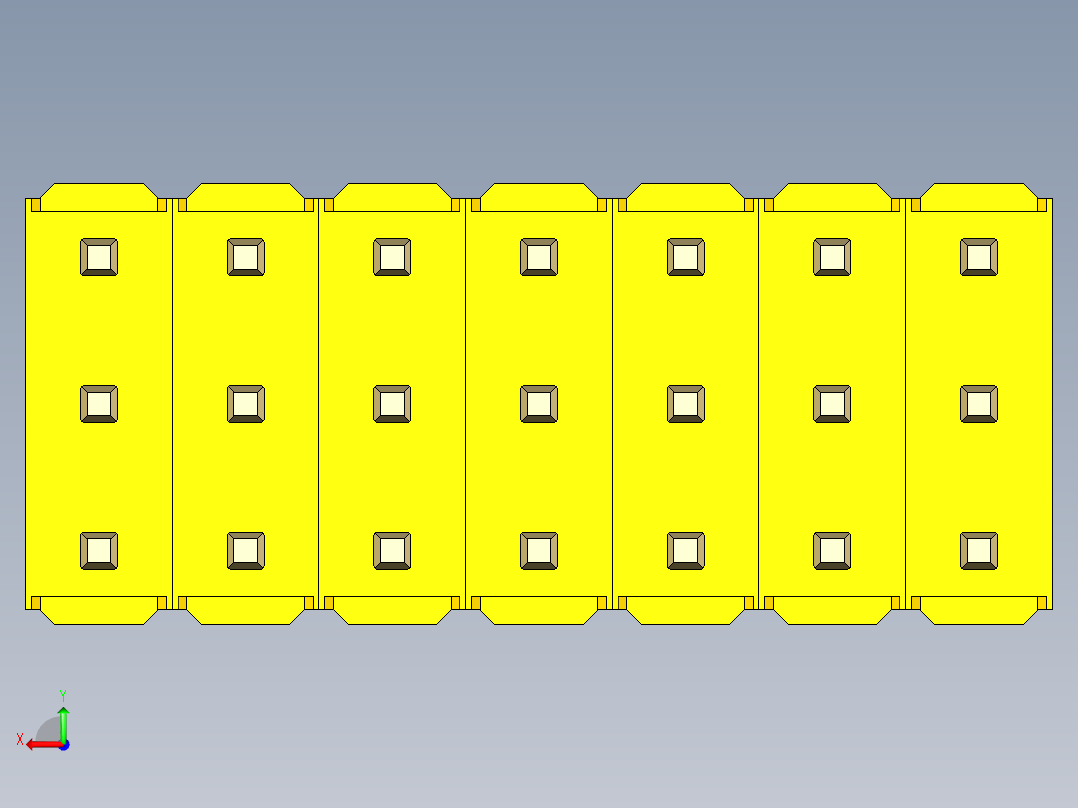 彩色公头100mil（2.54mm）系列-DS1021_yellow_3x07p_100mil_Type1_rev1.0后视图