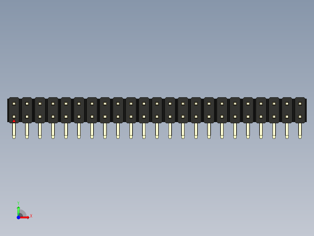 彩色公排针 100mil 2.54mm 系列-DS1022_black_2x23p_100mil_TypeD_rev1.0前视图