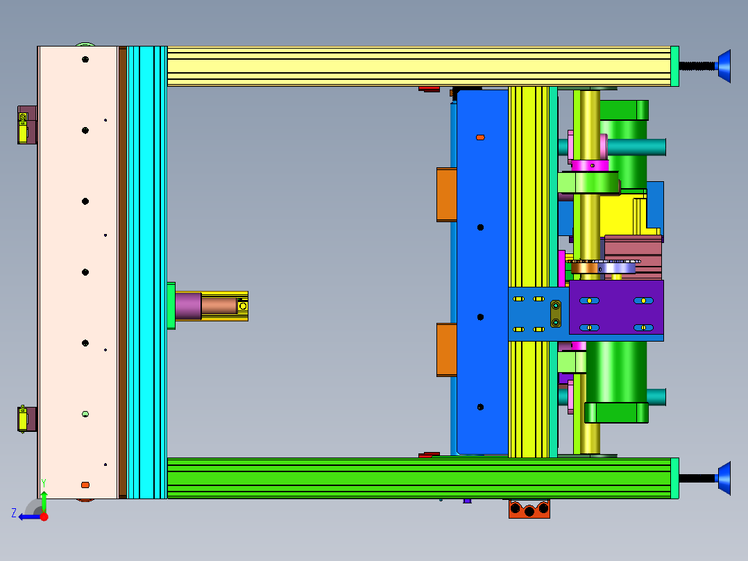 连续式辊筒流水线配移栽升降机右视图