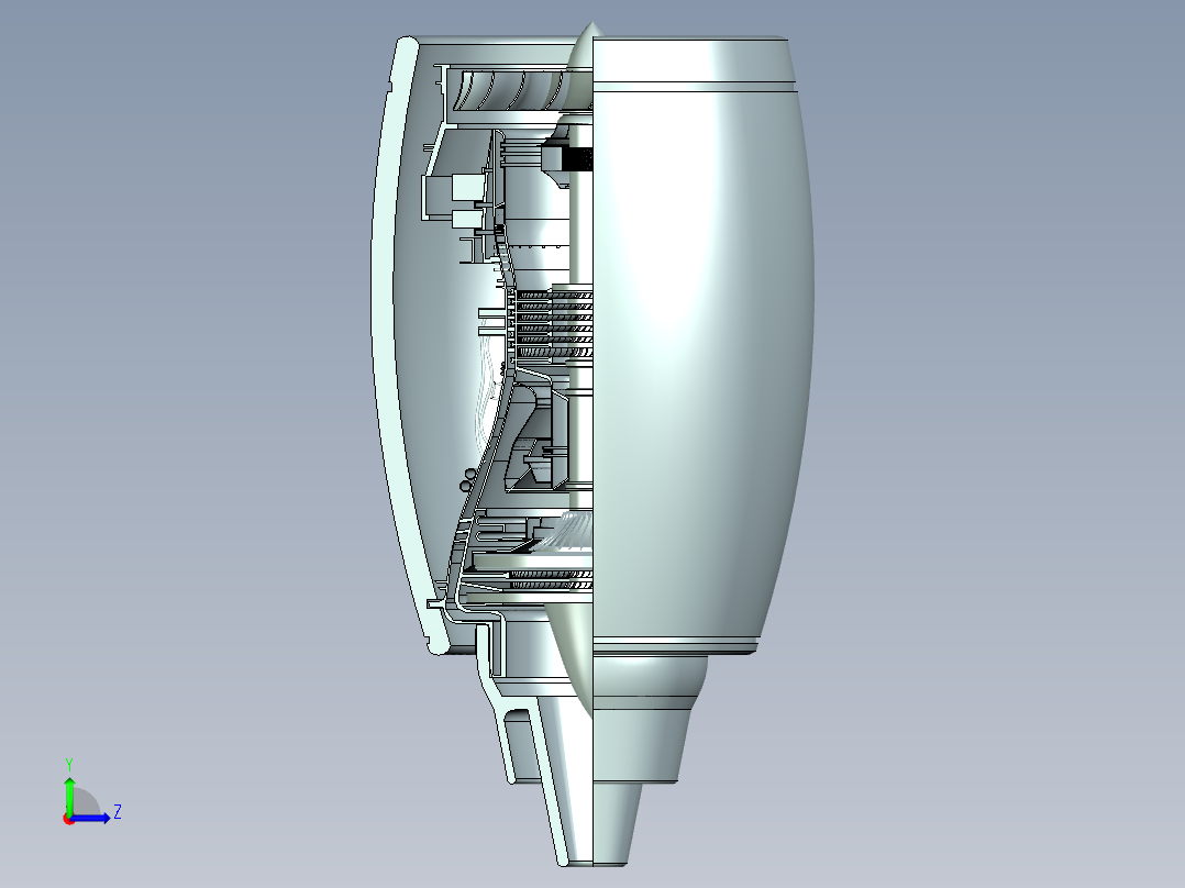 喷气发动机三维模型左视图