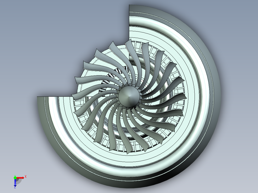 喷气发动机三维模型俯视图