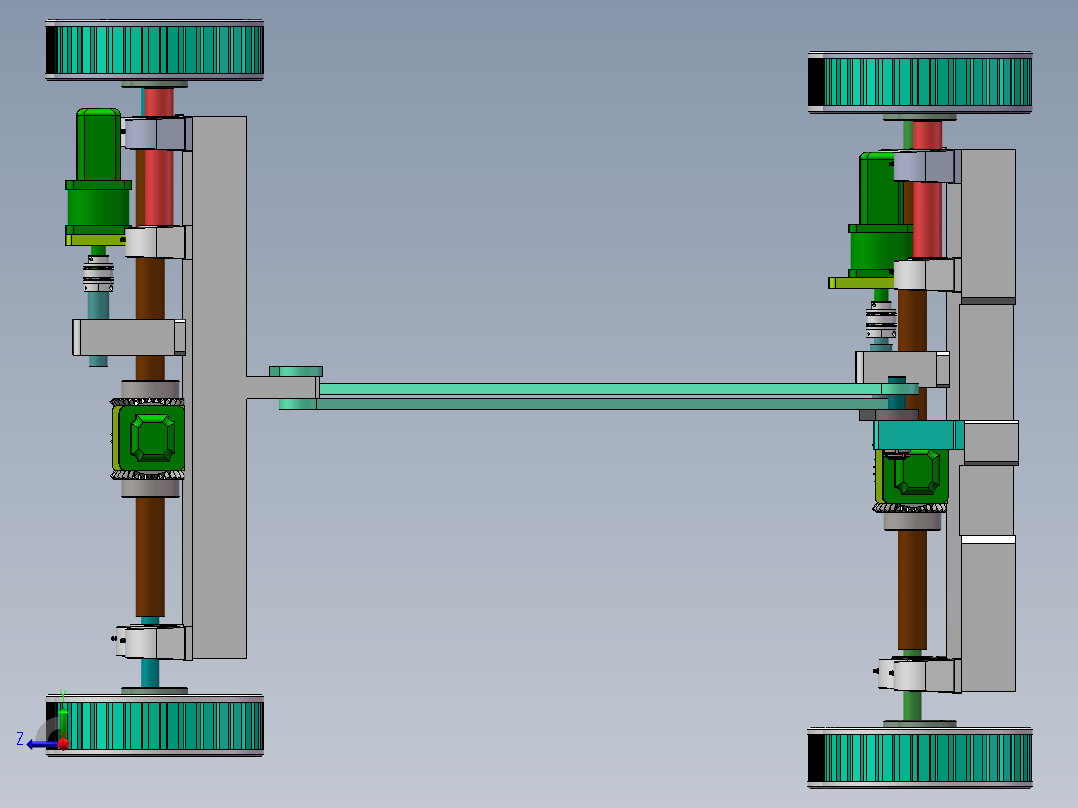 Q113-反平行四边形轮式移动机器人的设计【三维SolidWorks】右视图