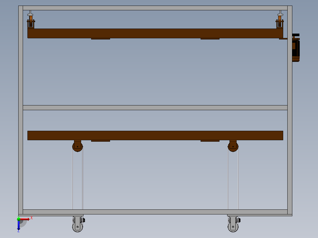 Q418-立体车库机械系统中推拉机构的结构设计【三维SolidWorks】俯视图
