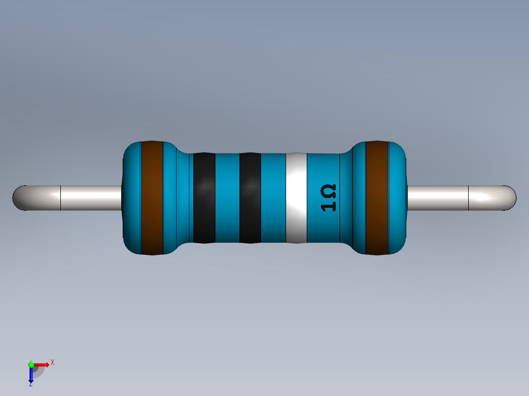 电容器 二极管 电阻器-Resistor 1 Ohm Blue俯视图