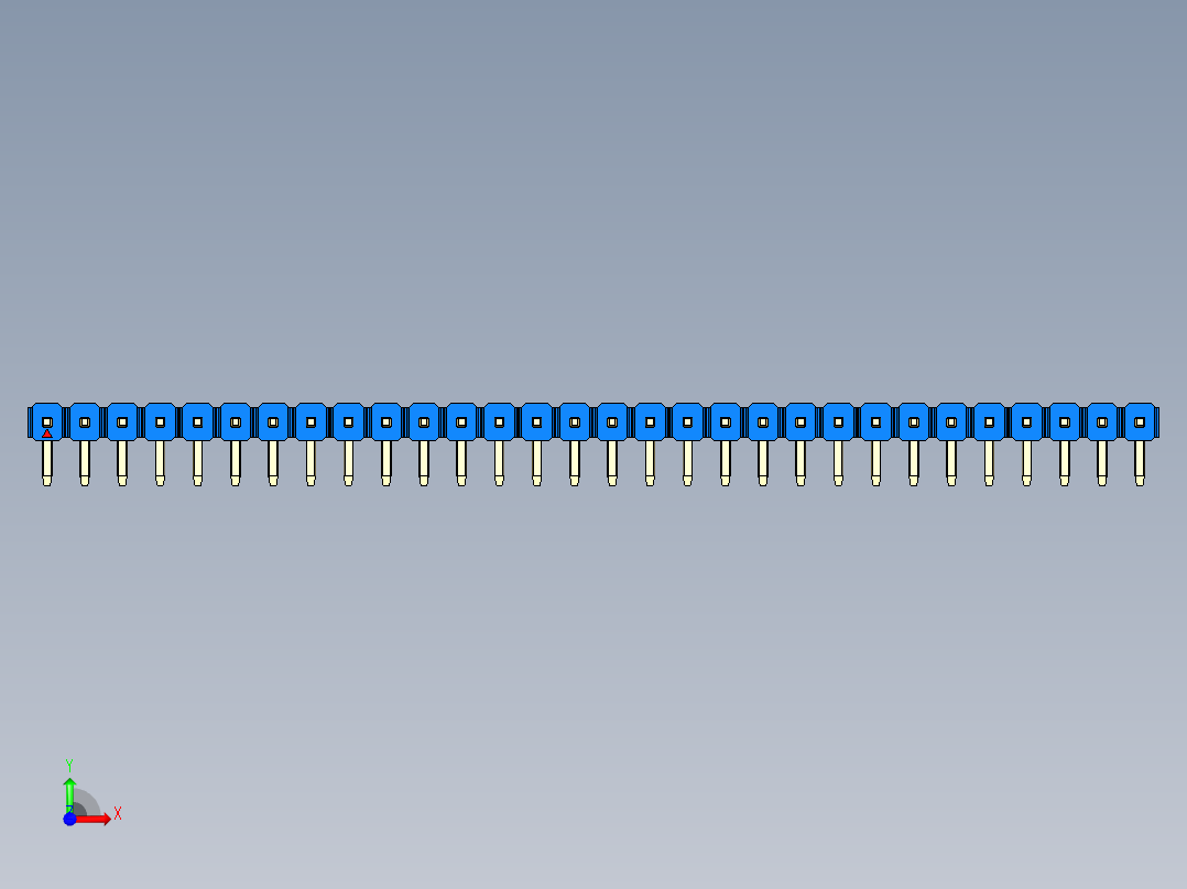 彩色公排针 100mil 2.54mm 系列-DS1022_blue_1x30p_100mil_TypeD_rev1.0前视图