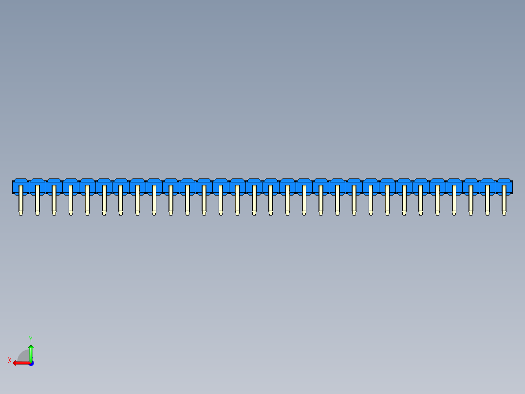 彩色公排针 100mil 2.54mm 系列-DS1022_blue_1x30p_100mil_TypeD_rev1.0后视图