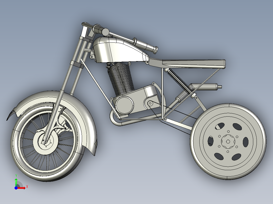 摩托车三轮--igs stp前视图