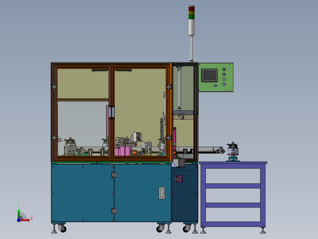 马达转子铜线剪切、铆合设备前视图
