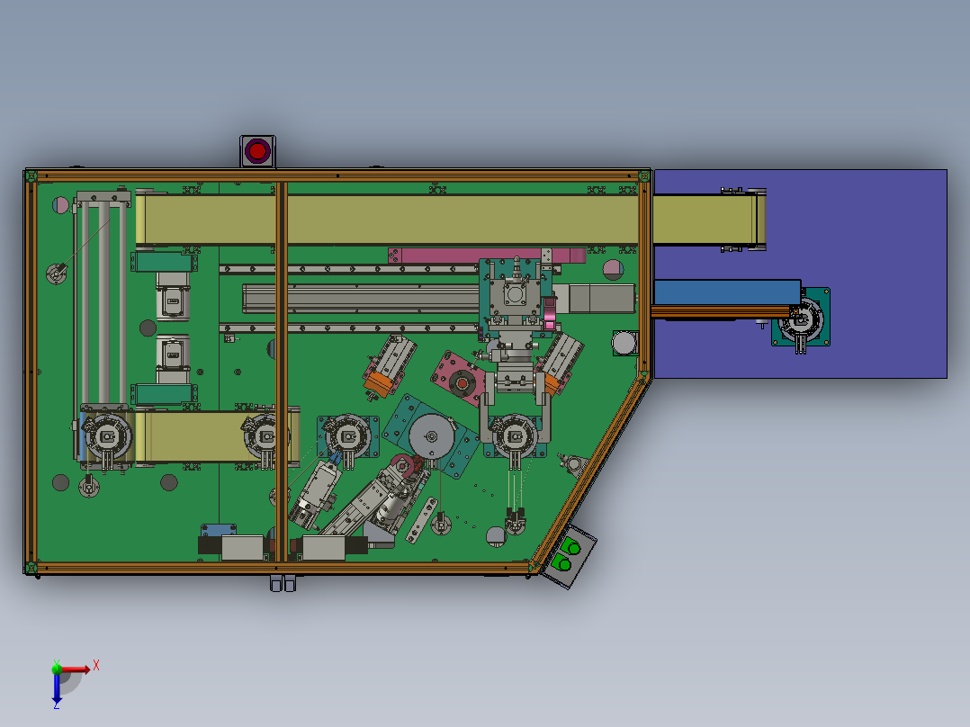 马达转子铜线剪切、铆合设备俯视图