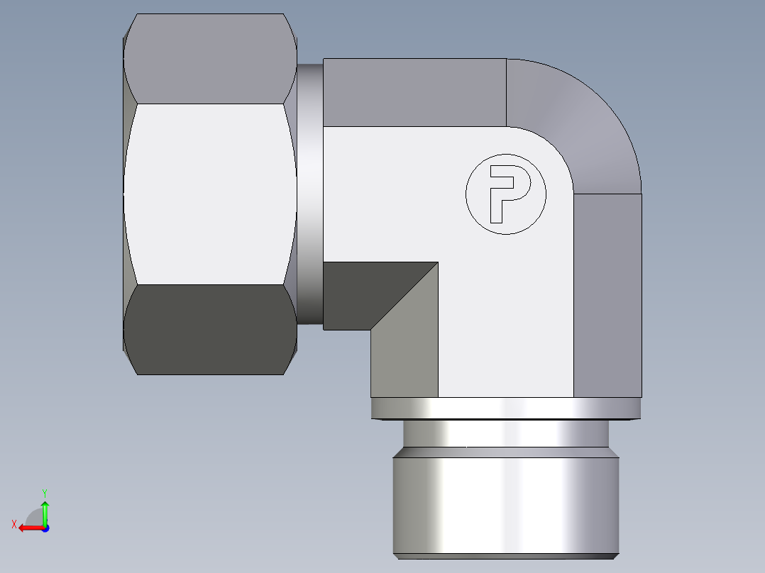 卡套式工业通用硬管接头EO_Male_stud_elbow_WE22LM71后视图