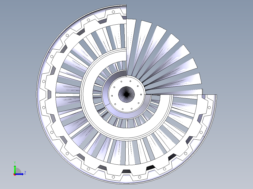 喷气发动机组装965---模型格式为 catia左视图