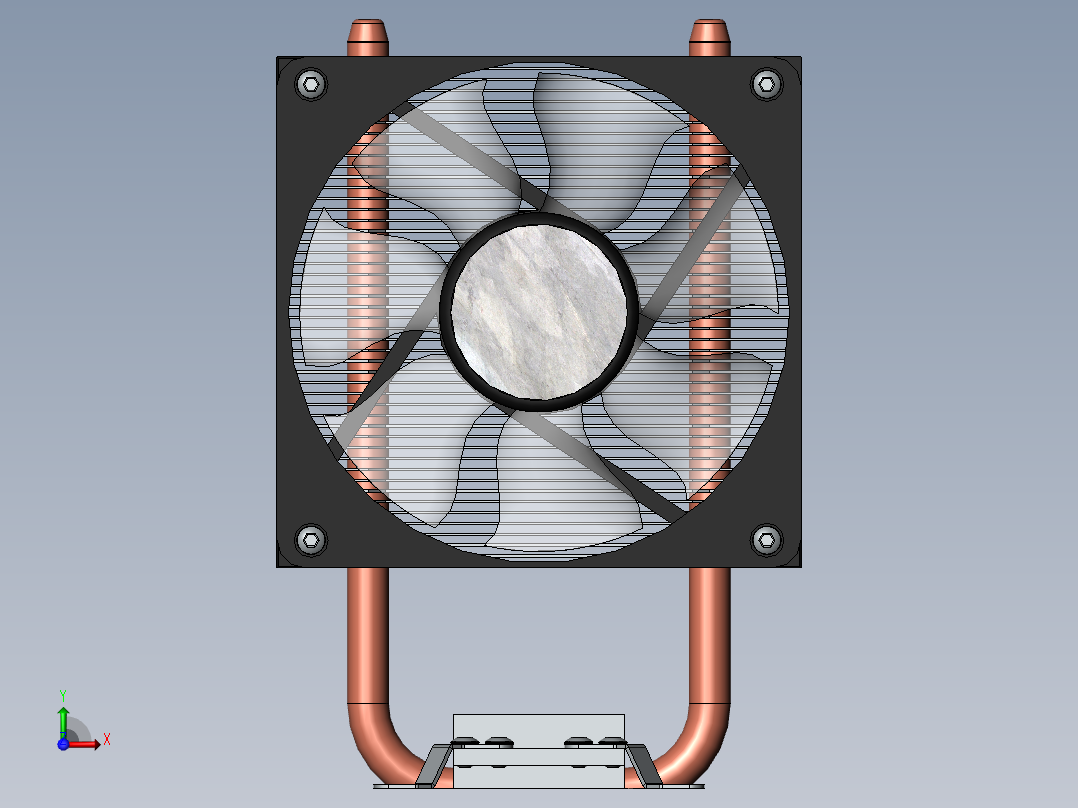 CPU散热器3D图纸 Solidworks设计前视图