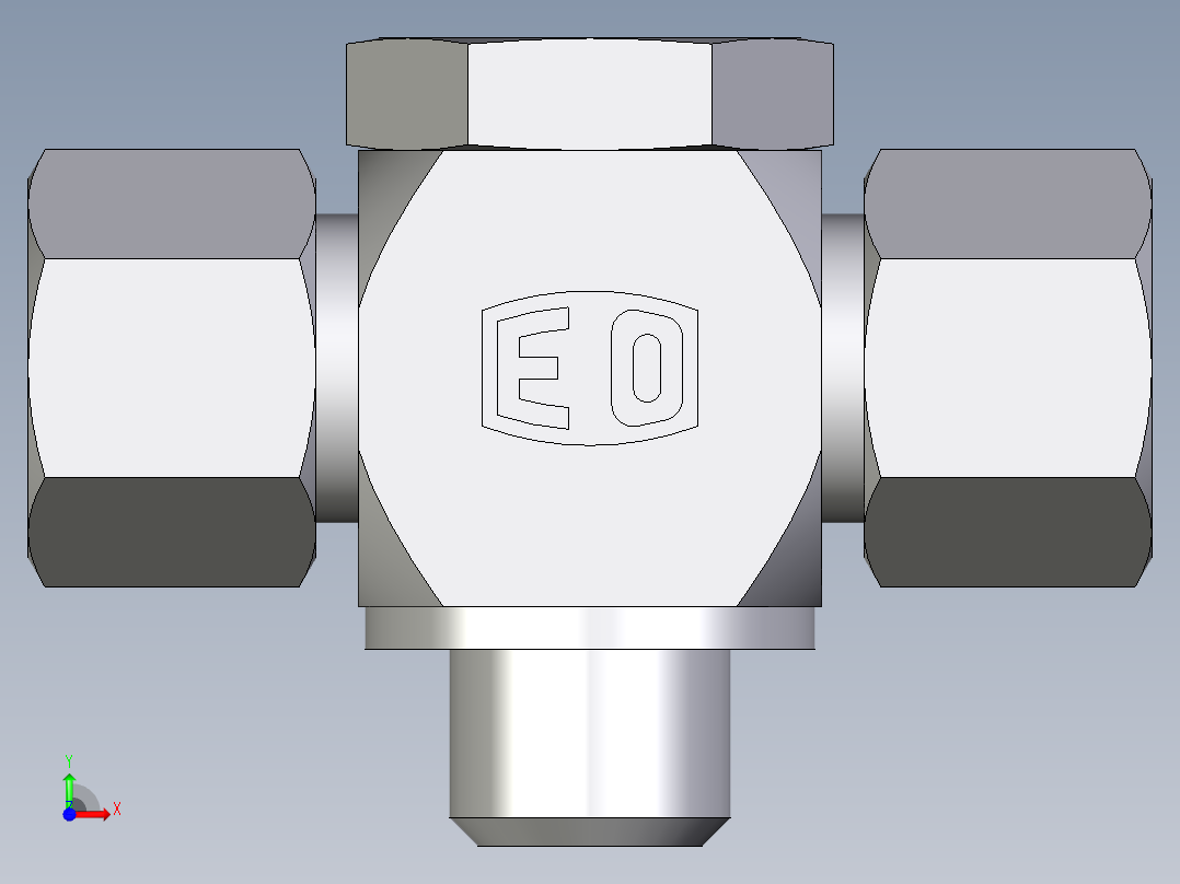卡套式工业通用硬管接头EO_High_pressure_banjo_tee_TH14SMKDCF前视图