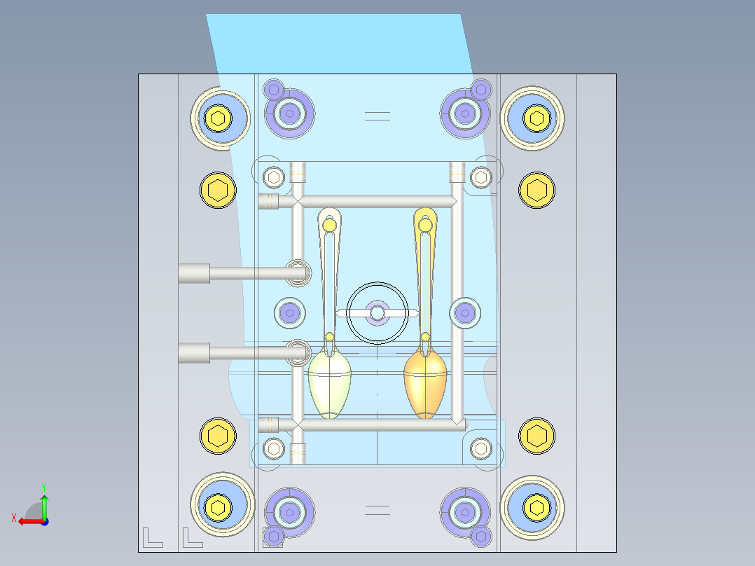 塑料汤匙勺子注塑模具设计【一模二腔-带三维图+CAD图纸+说明书】后视图