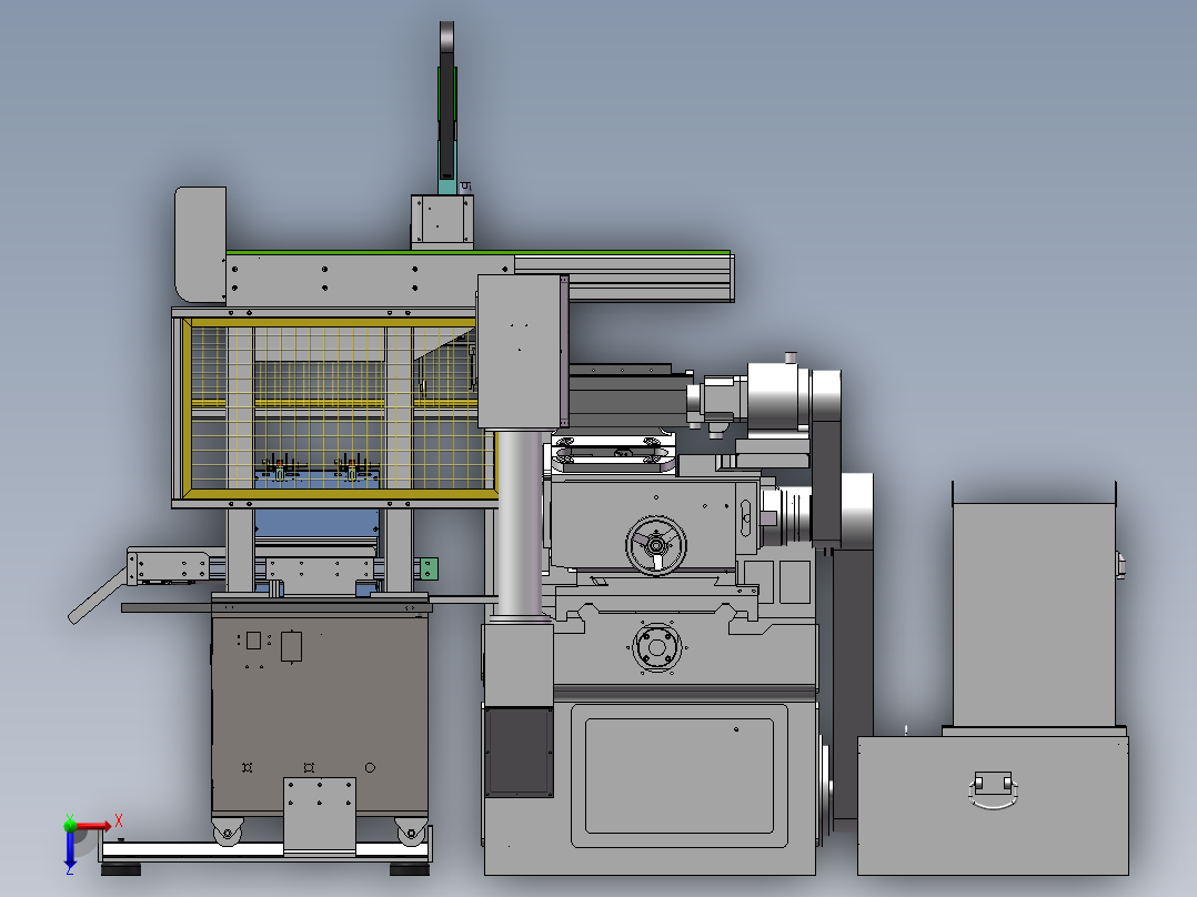 无心磨床上下料sw18可编辑俯视图