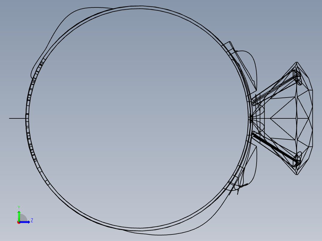 Solidworks钻戒模型左视图