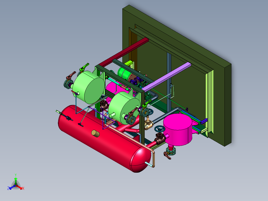 气氨冷量回收氨冷却器正等轴测图