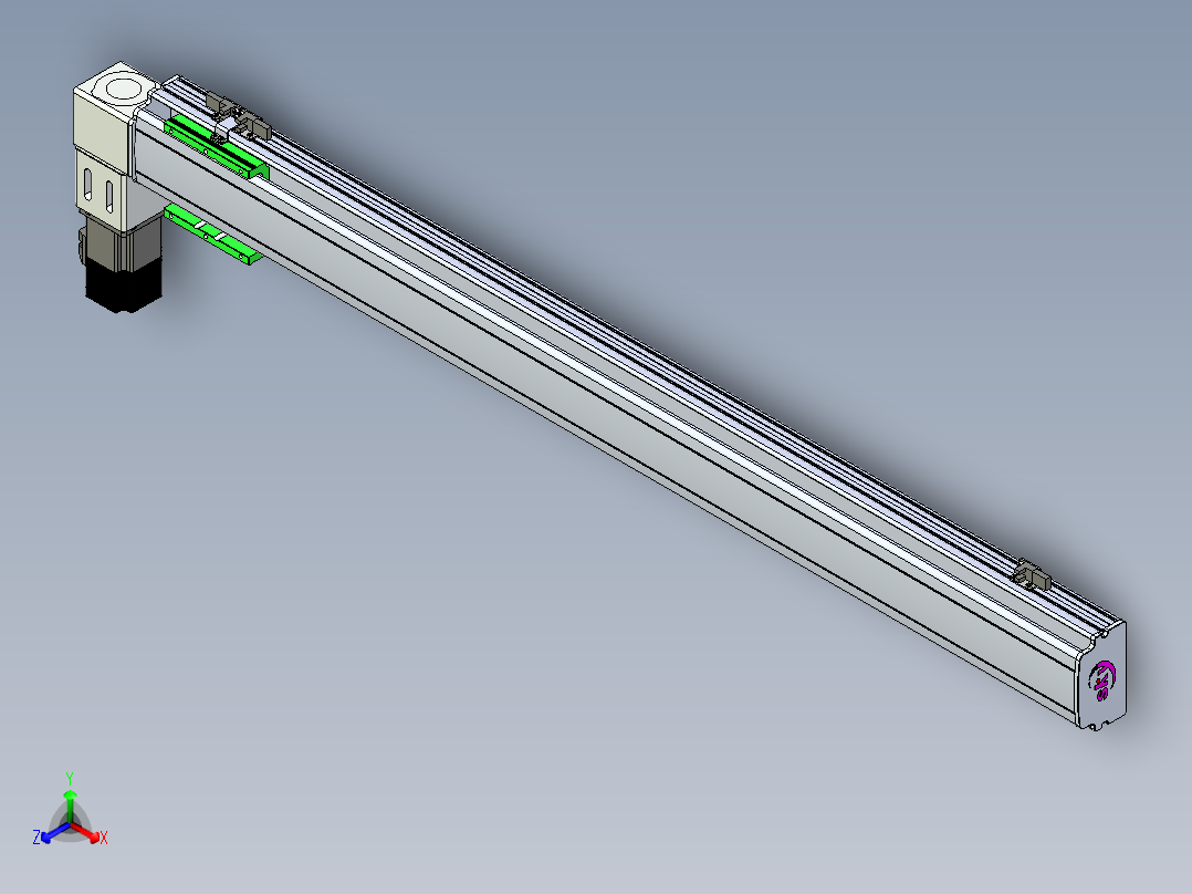 同步带滑台-半封闭B10-L90-S1000-L-P40-D3正等轴测图