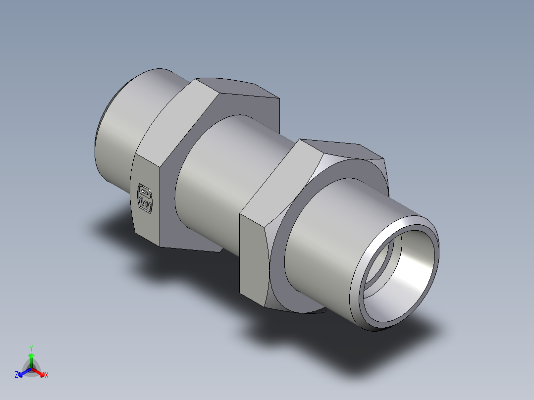 卡套式工业通用硬管接头EO_Bulkhead_union_SV12LOMDCF正等轴测图