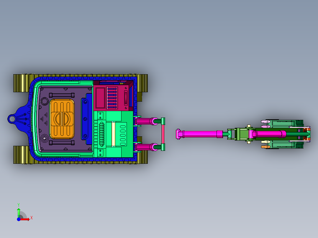 履带轮式一体水陆两用挖机前视图