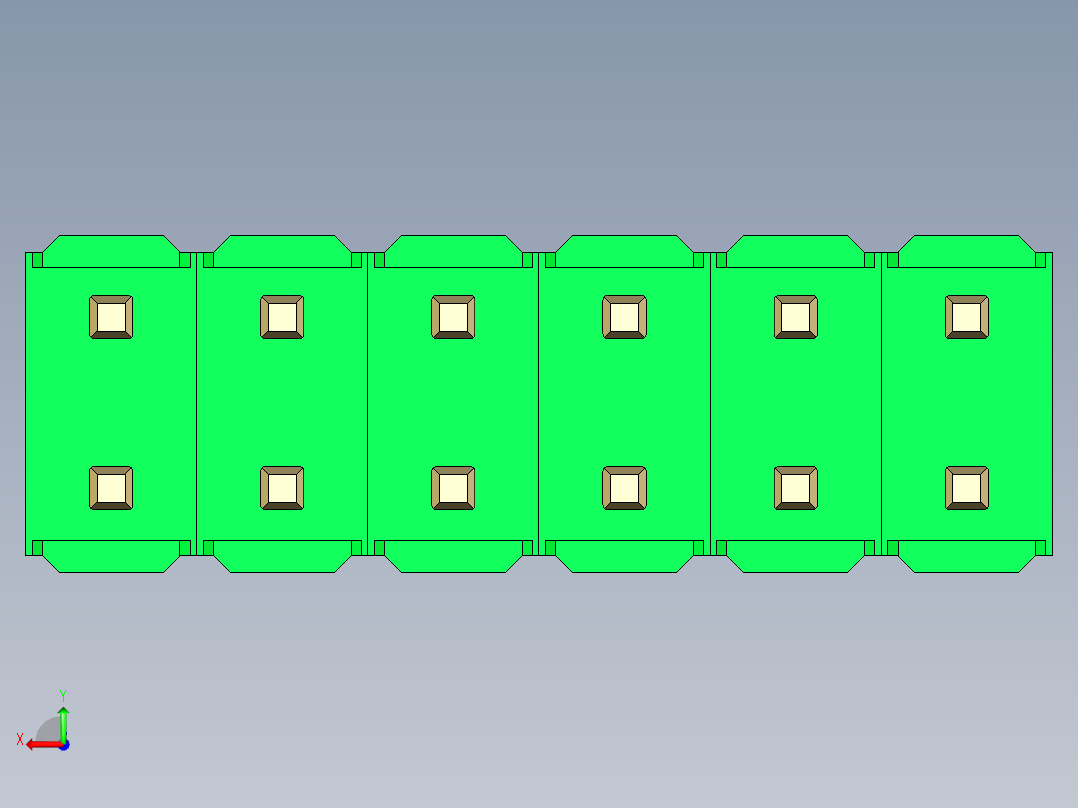 彩色公头100mil（2.54mm）系列-DS1021_green_2x06p_100mil_Type43_rev1.0后视图