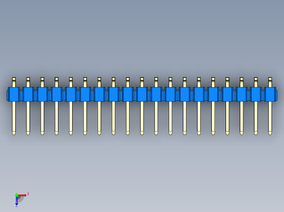 彩色公排针 100mil 2.54mm 系列-DS1022_blue_38p_100mil_TypeSMT_rev1.0俯视图