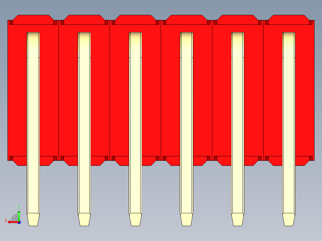 彩色公排针 100mil 2.54mm 系列-DS1022_red_3x06p_100mil_TypeD_rev1.0后视图