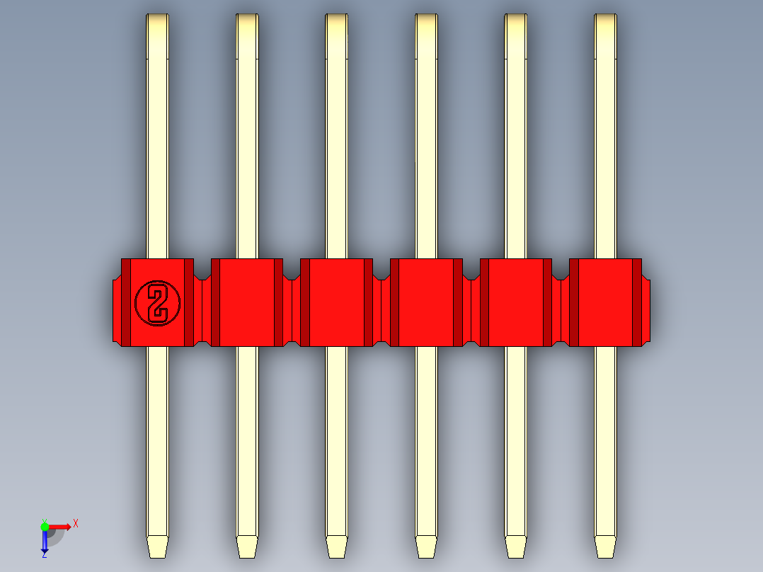 彩色公排针 100mil 2.54mm 系列-DS1022_red_3x06p_100mil_TypeD_rev1.0俯视图