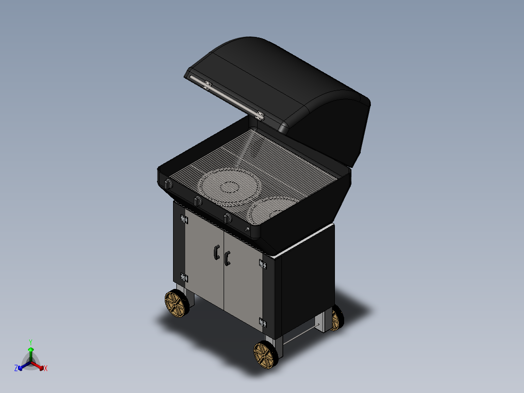 便携式可移动烧烤炉正等轴测图