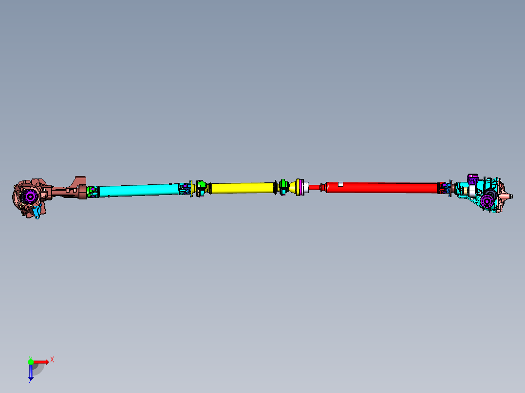 四驱传动轴系统模型801328俯视图