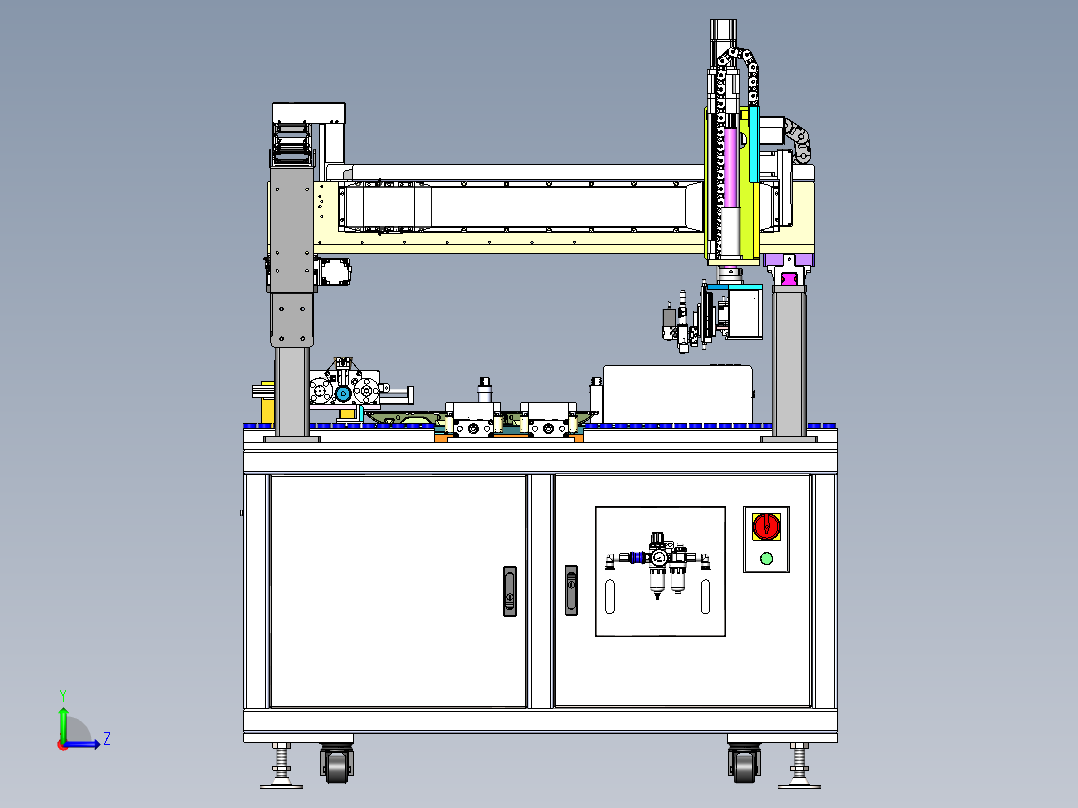 三头距离自动调整液晶背板点胶机sw20可编辑左视图