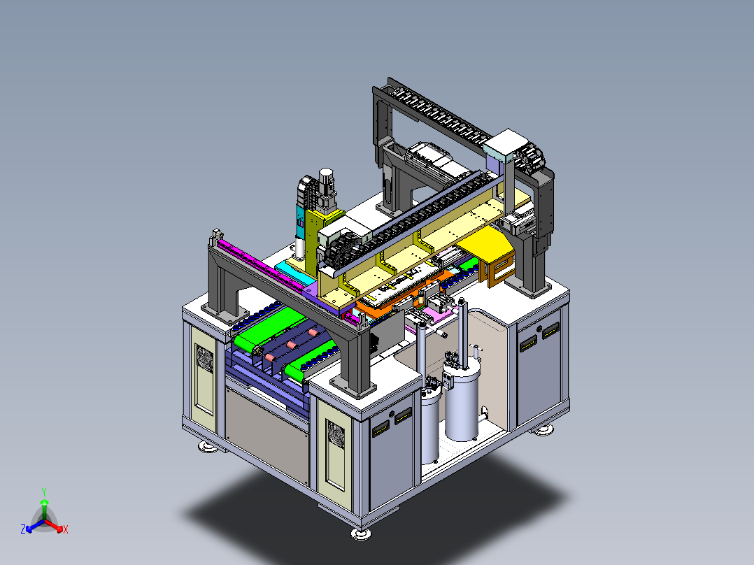 三头距离自动调整液晶背板点胶机sw20可编辑正等轴测图