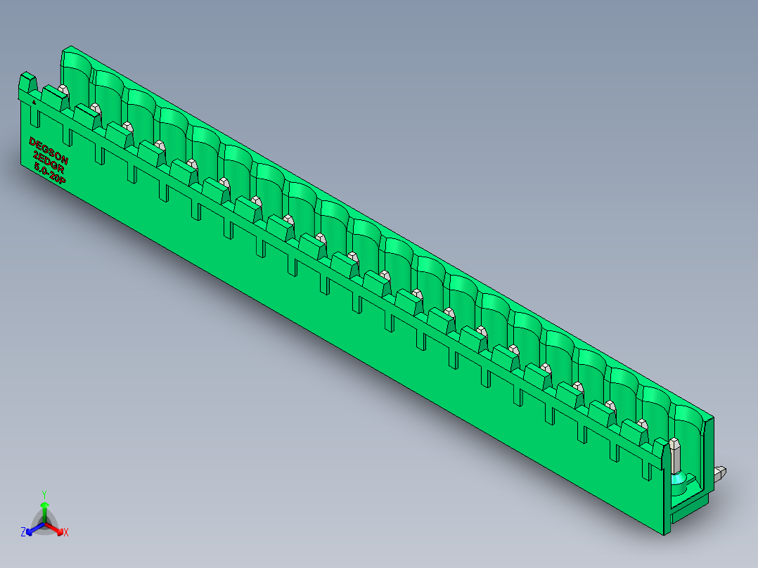 DEGSON 2EDG 系列 5.0mm 可插拔接线端子组-2EDGR-5.0-20P-14-00AH正等轴测图