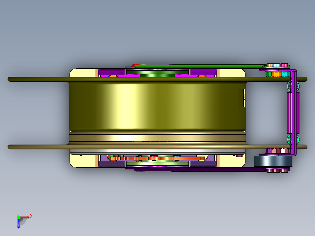 内置自锁自排自动伸缩卷管器收线器俯视图