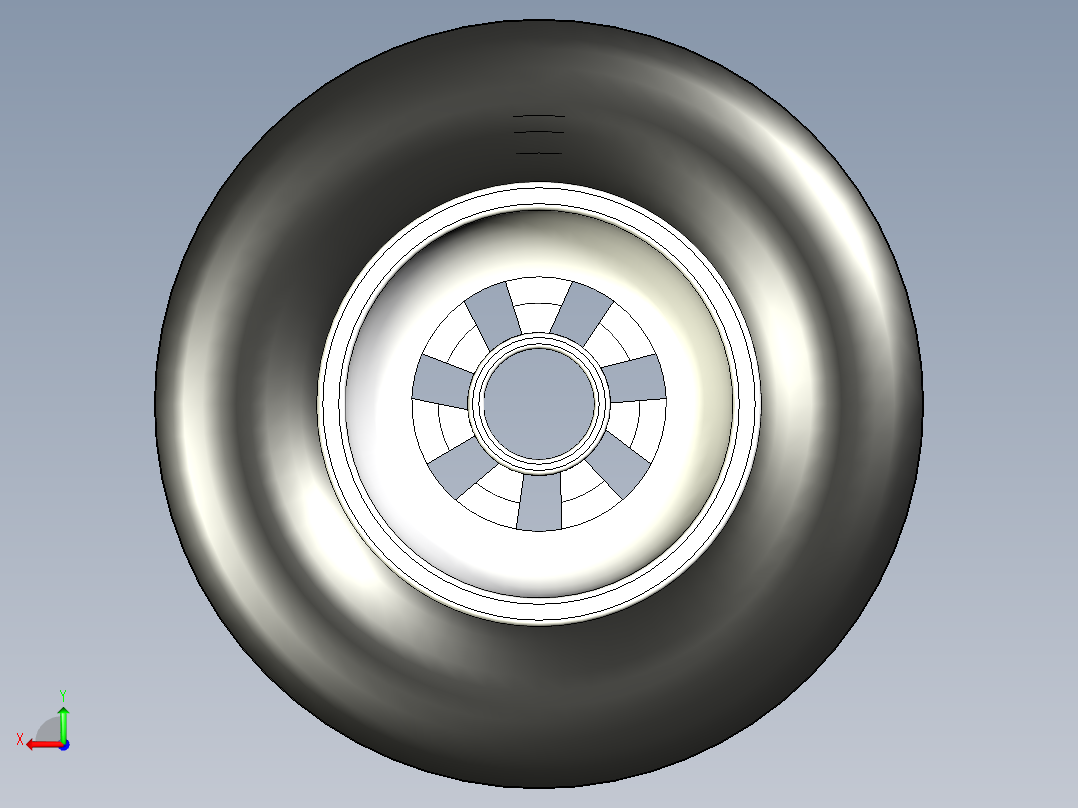 卡丁车前轮（轮胎+轮圈）后视图