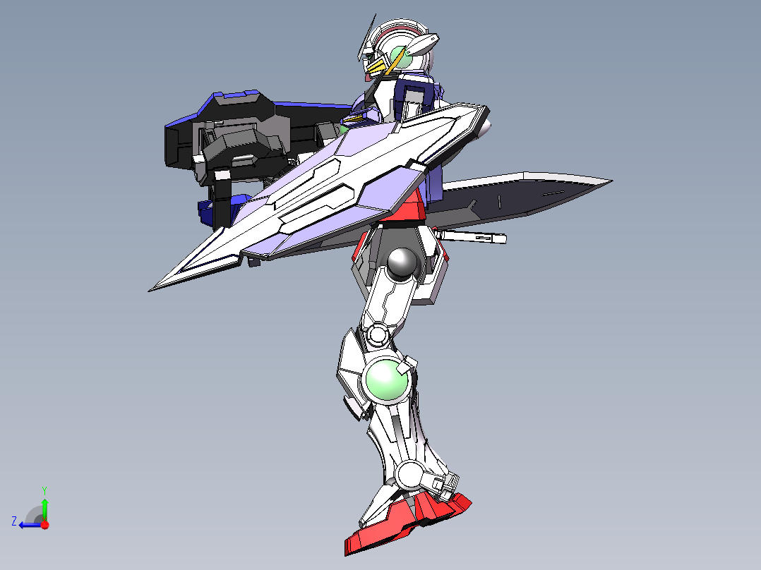 能天使高达机器人右视图